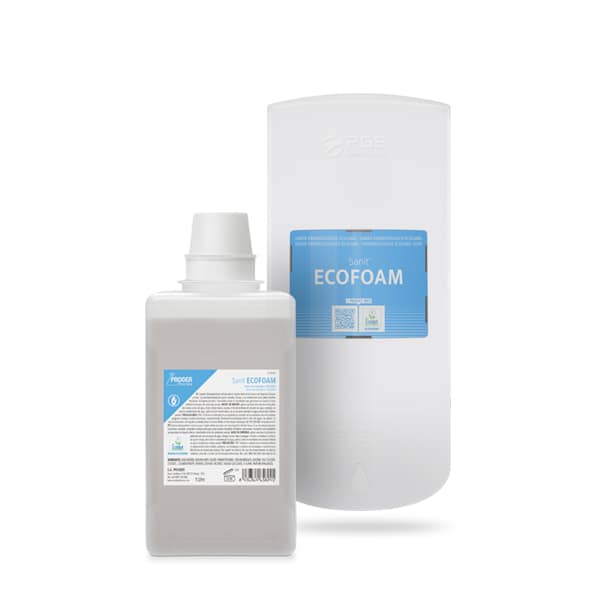 Dispensador mural PGS 1000 con producto Sanit Ecofoam
