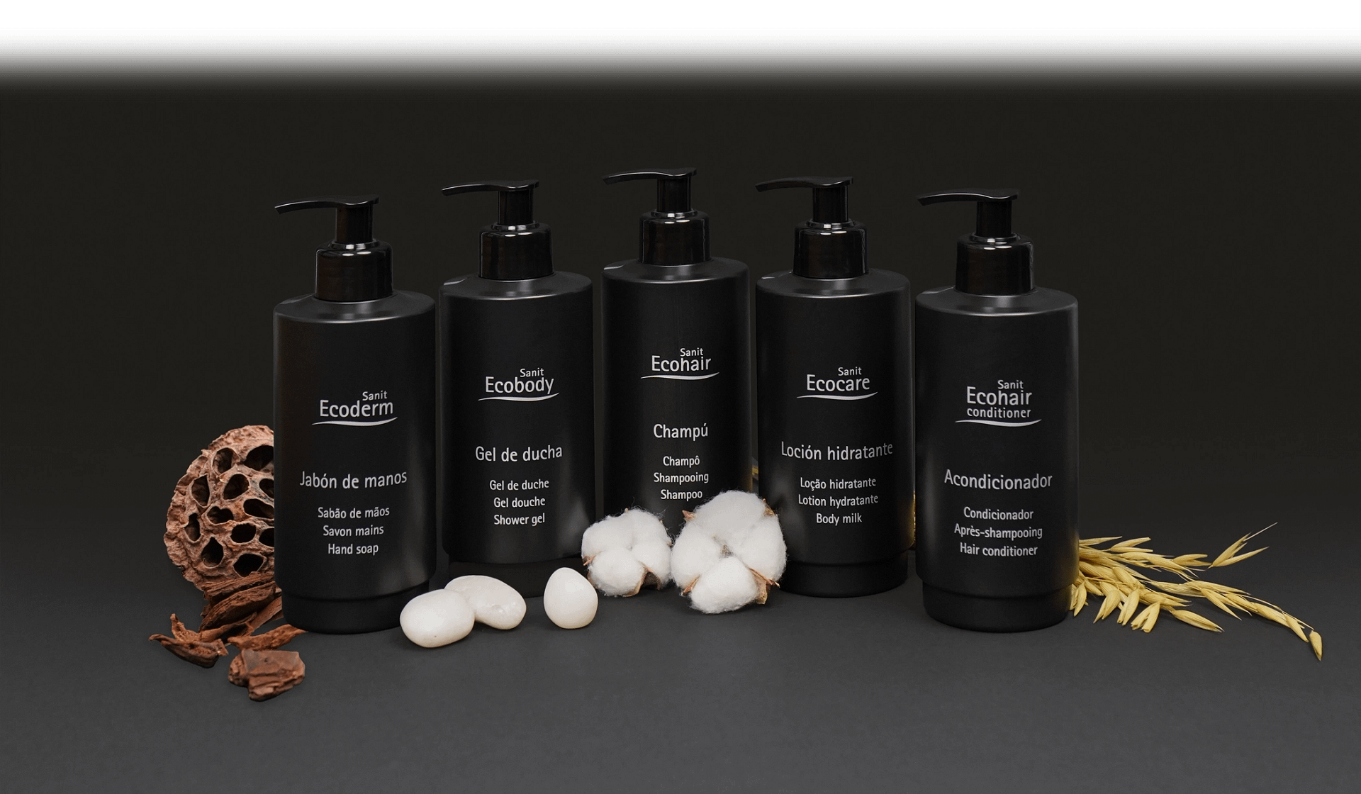 Imagen bodegón de los productos de la Línea Black Amenities.