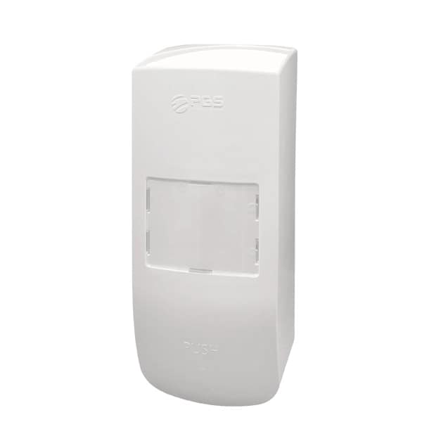 pgs-1000-muestra-3_4 PGS® 100 es un dispensador en ABS color blanco para la dosificación de jabones, geles, espumas y antisépticos apto para el uso mediante accionamiento codal.