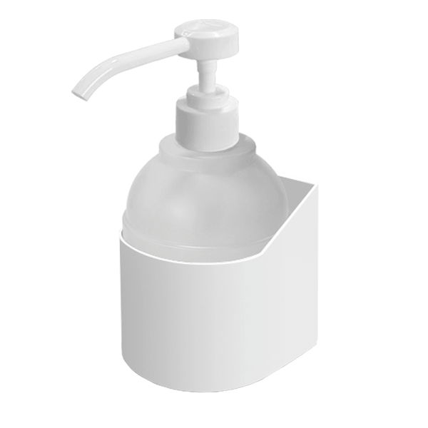 pgs-soporte-500-pared-blanco-envase-ed Soporte mural PGS 500 PARED blanco con botella para envases ED de 500 ml.