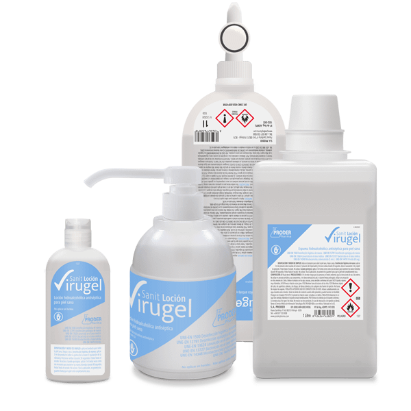 sanit-locion-virugel-bodegon-EV Sanit LOCIÓN VIRUGEL es un antiséptico hidroalcohólico para piel sana con eficacia, bactericida, fungicida, viricida, levuricida, entre otras.